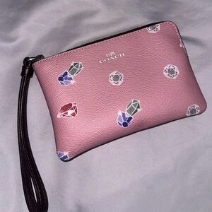 Coach Disney Snow White edition Pink Wristlet with Gemstone Motif
